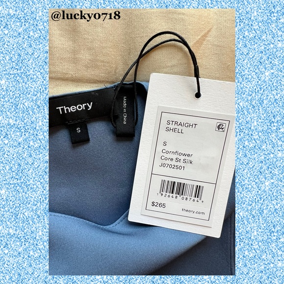 Theory NWT Stretch Straight Silk Shell in Cornflower Sz S - Picture 5 of 6